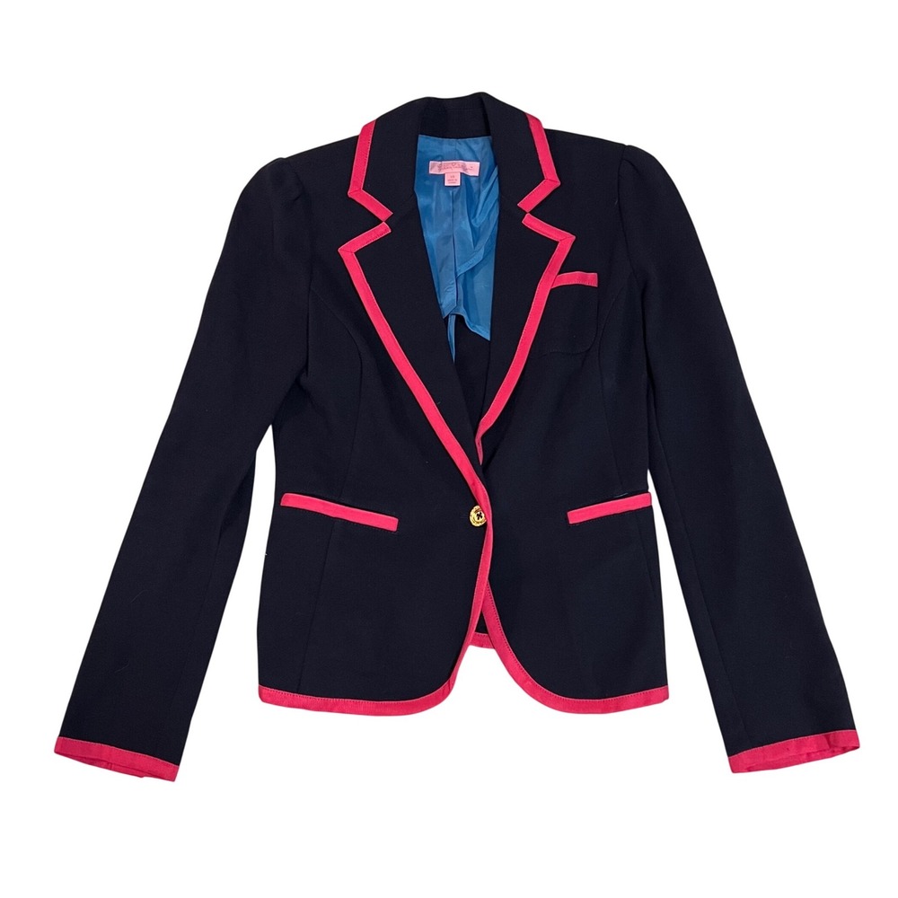 Lilly Pulitzer Malibu Single Button Pique Blazer Jacket XS Gold Button **